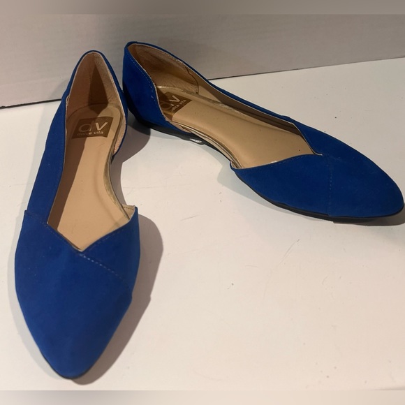 DV‎ Dolce Vita Cobalt Blue Suede Rounded Toe Cut Out Ballet Flats Shoes Size 6.5 - Picture 7 of 8